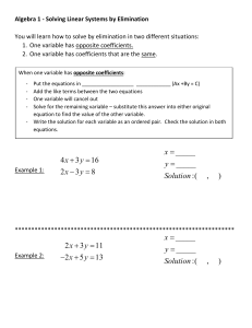 Algebra 1 - Solving Linear Systems by Elimination