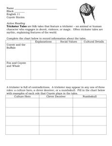 Coyote Trickster Tales Worksheet: English 11
