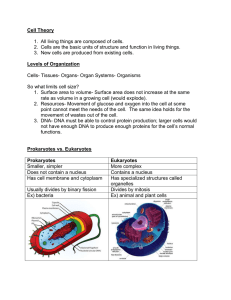 Cell Theory  1.  All living things are composed of cells.