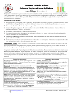 Mrs. Phipps  2013-2014 Mercer Middle School Science Explorations Syllabus