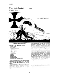 Wars Note Packet World War I U.S. II 5c Name _______________________