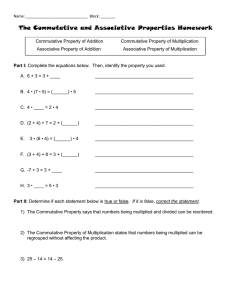 The Commutative and Associative Properties Homework