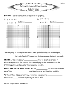 Solving Systems of Equations by Substitution Review