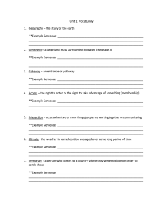 Unit 1: Vocabulary  **Example Sentence: ______________________________________________________