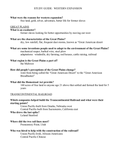 STUDY GUIDE:  WESTERN EXPANSION  GREAT PLAINS