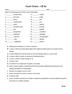 Court Terms Worksheet: Civics Education
