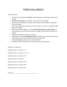 Problem Sets: Algebra I