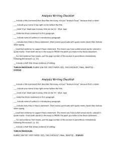 Analysis Writing Checklist