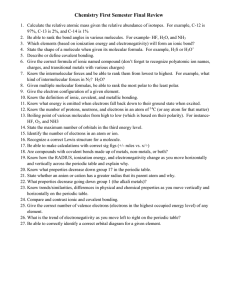 Chemistry First Semester Final Exam Review Sheet