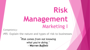 Risk Management Marketing I &#34;
