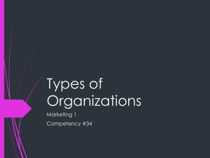Types of Organizations Marketing 1 Competency #34