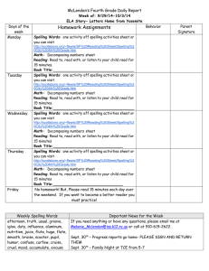 Homework Assignments McLendon’s Fourth Grade Daily Report Week of: 9/29/14-10/3/14