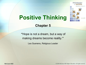 Positive Thinking Chapter 5 “ ”