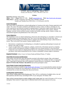 ANT2410 - Intro to Anthropology - Summer 2015-3 Syllabus Instructor: