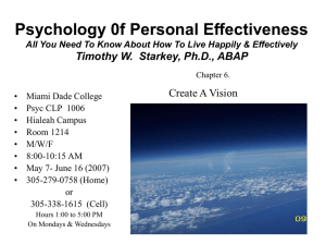 Psychology 0f Personal Effectiveness Timothy W.  Starkey, Ph.D., ABAP