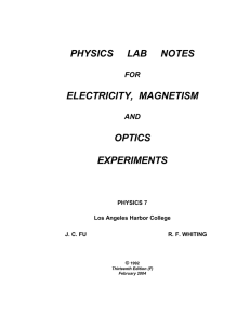 PHYSICS     LAB    ...  ELECTRICITY,  MAGNETISM OPTICS