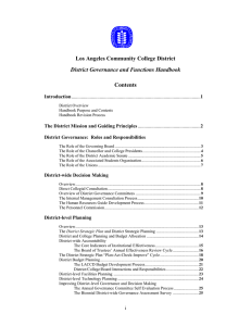 Los Angeles Community College District Contents District Governance and Functions Handbook