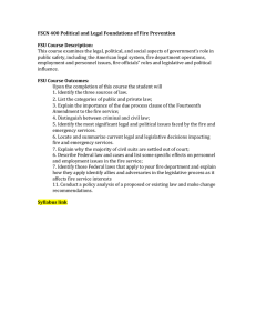 FSCN 400 Political and Legal Foundations of Fire Prevention