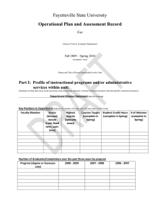 Fayetteville State University Operational Plan and Assessment Record For
