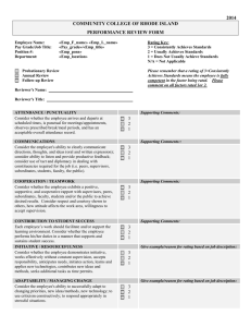 2014 COMMUNITY COLLEGE OF RHODE ISLAND PERFORMANCE REVIEW FORM