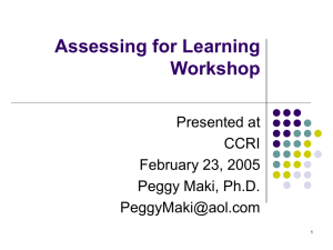 Assessing for Learning Workshop Presented at CCRI