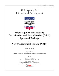 U.S. Agency for International Development  Major Application Security