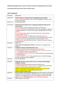 Building the language base for research: the impact and future... 14 December 2012, Brunei Lecture Theatre, SOAS, London