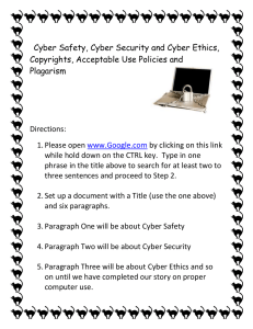Cyber Safety, Security, Ethics Worksheet