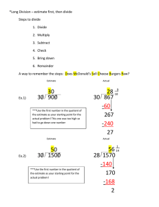Long Division Worksheet: Estimate and Divide