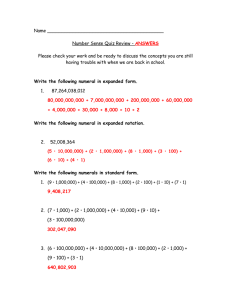 Number Sense Quiz Review - Elementary/Middle School Math