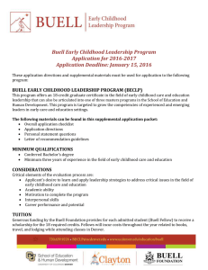 Buell Early Childhood Leadership Program Application for 2016-2017