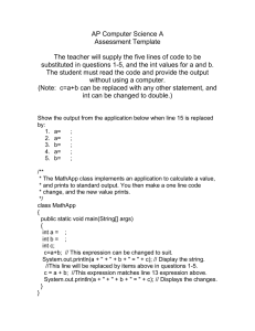 AP Computer Science A Assessment Template