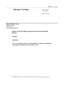 A Advance Version  Report of the Working Group on the Universal Periodic