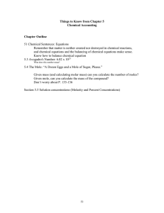 Things to Know from Chapter 5 Chemical Accounting  Chapter Outline