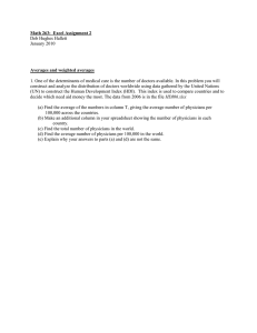 Math 263:  Excel Assignment 2 Averages and weighted averages