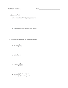 Worksheet  – Section 2.1  Name_______________________________ 1.  Let