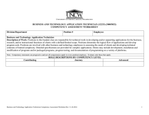 BUSINESS AND TECHNOLOGY APPLICATION TECHNICIAN (12233) (30005032) COMPETENCY ASSESSMENT WORKSHEET Division/Department