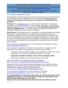 SECOND PART: APPLICATION FORM IN WORD