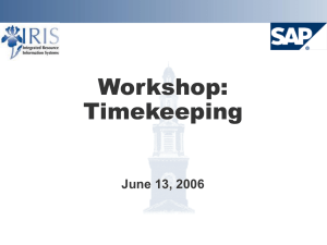Workshop: Timekeeping June 13, 2006