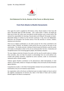 From Paris Attacks to Muslim Harassments Oral Statement for the 8