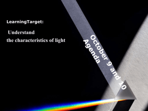 Understand the characteristics of light LearningTarget: