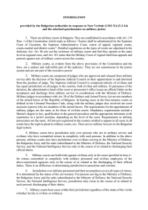 INFORMATION  provided by the Bulgarian authorities in response to Note Verbale... and the attached questionnaire on military justice
