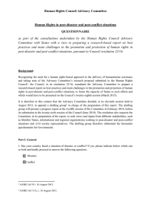 Human Rights Council Advisory Committee QUESTIONNAIRE