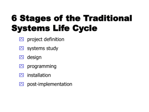 6 Stages of the Traditional Systems Life Cycle  project definition