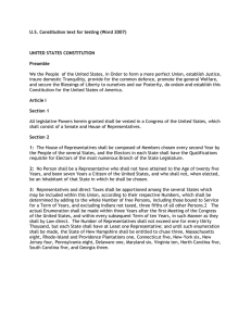 U.S. Constitution text for testing (Word 2007) UNITED STATES CONSTITUTION Preamble