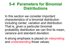 5-4  Parameters for Binomial Distributions