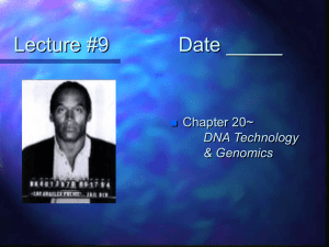 Lecture #9 Date _____ Chapter 20~ DNA Technology