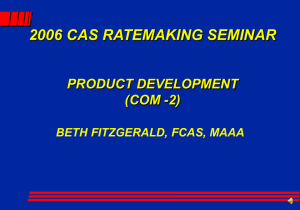 2006 CAS RATEMAKING SEMINAR PRODUCT DEVELOPMENT (COM -2) BETH FITZGERALD, FCAS, MAAA