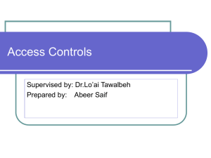 Access Controls Supervised by: Dr.Lo’ai Tawalbeh