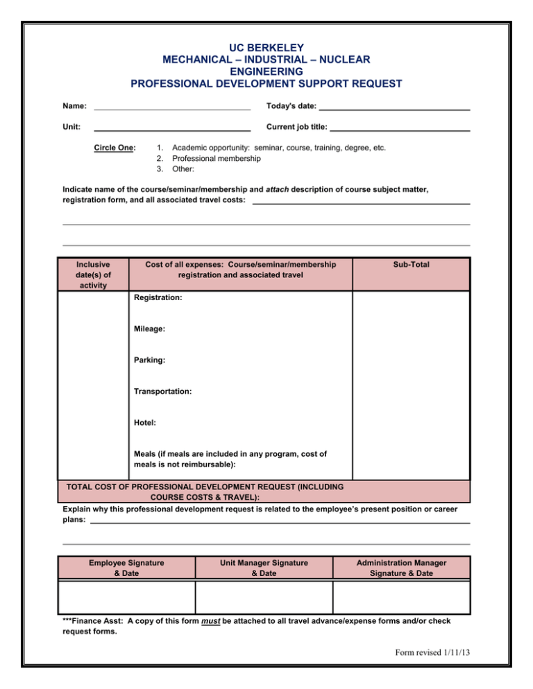 UC BERKELEY INDUSTRIAL NUCLEAR MECHANICAL ENGINEERING